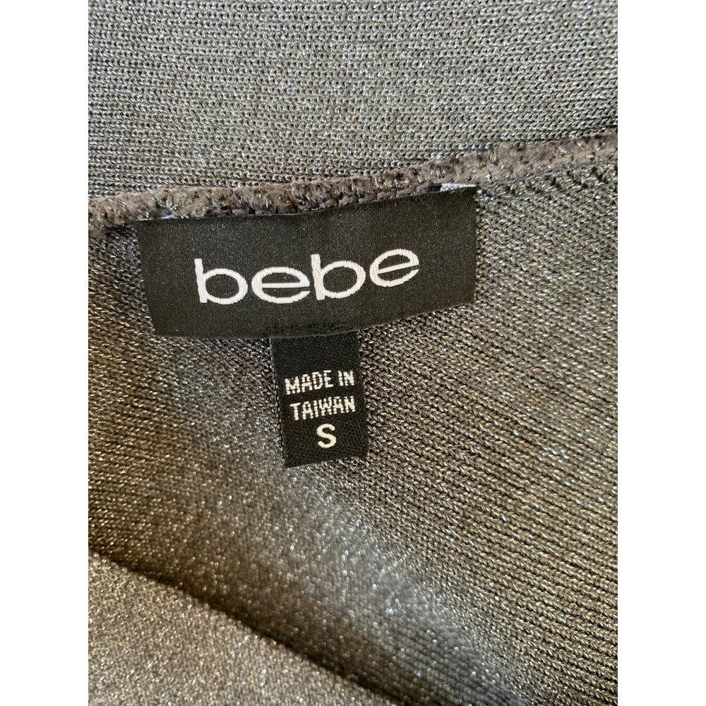Vintage Bebe Dress Small Metallic Silver Bodycon One Shoulder - Picture 7 of 8